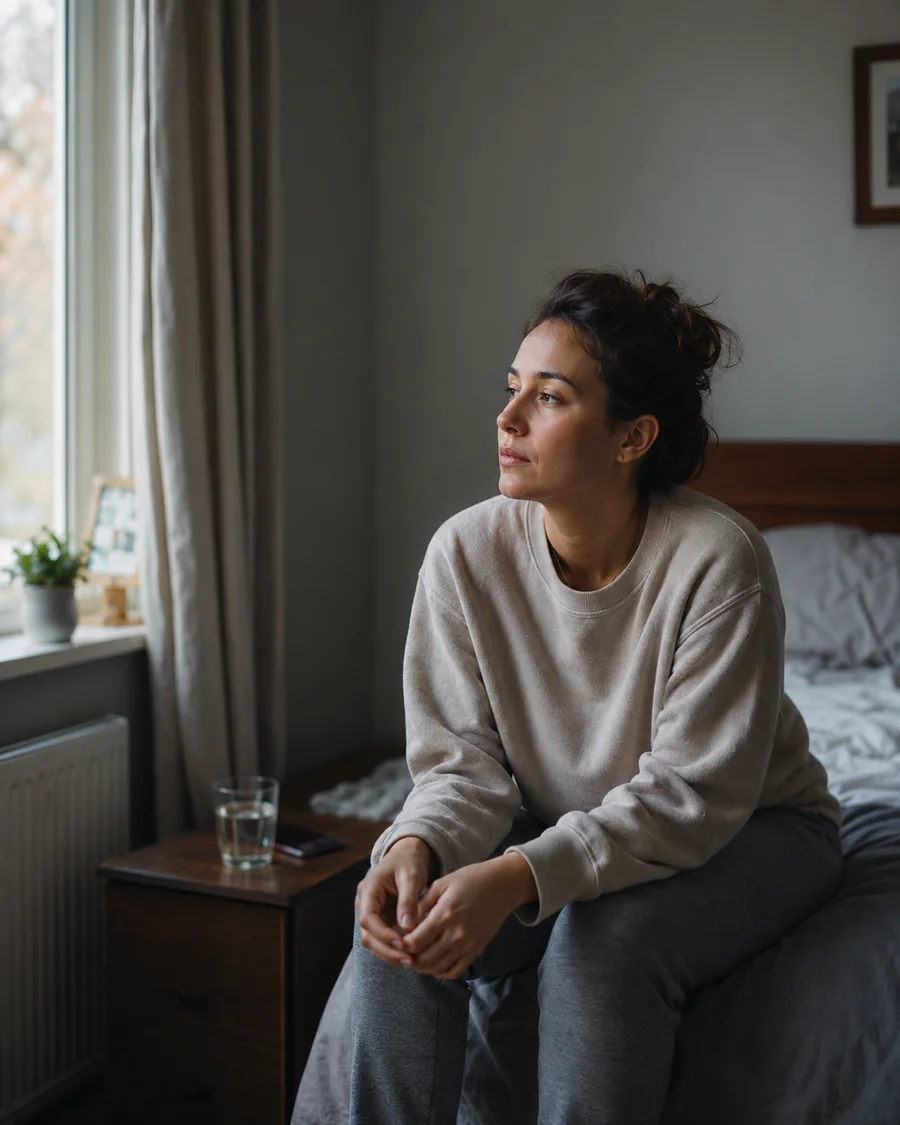 Illustrative photo of a person taking time to think in a quiet room